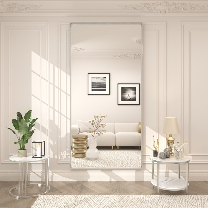 Miroir mural Aevar, 72 po x 36 po, Argent brossé