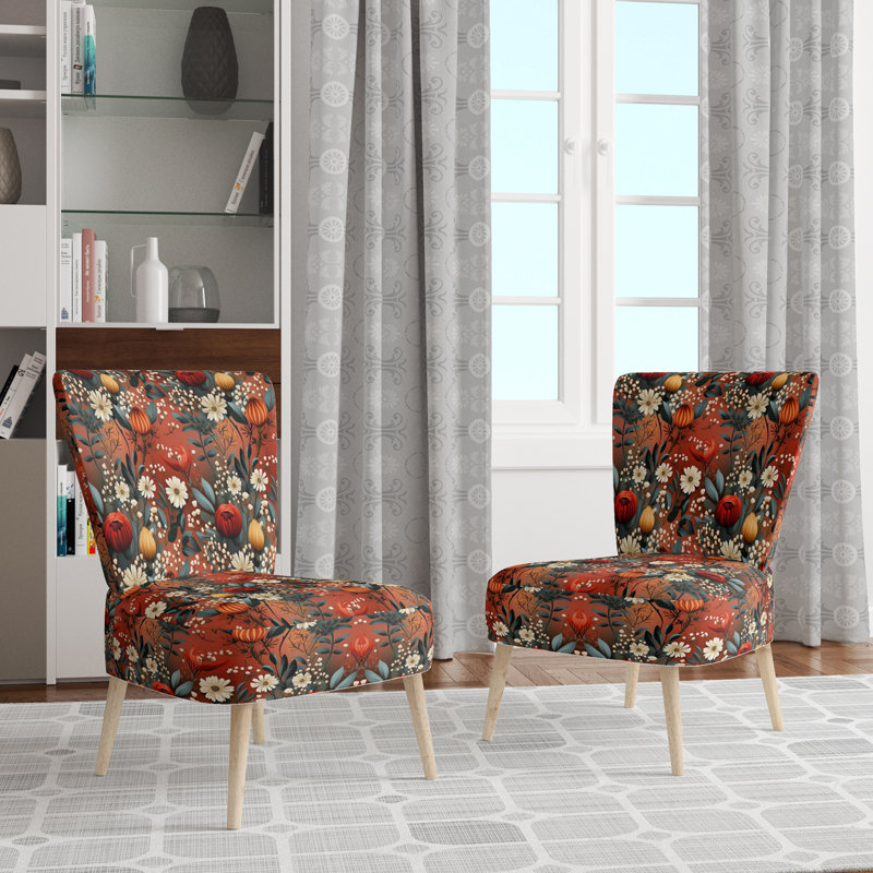 Rustic Bohemian Bliss Floral Motif - Chaise d'appoint rembourrée de style campagnard