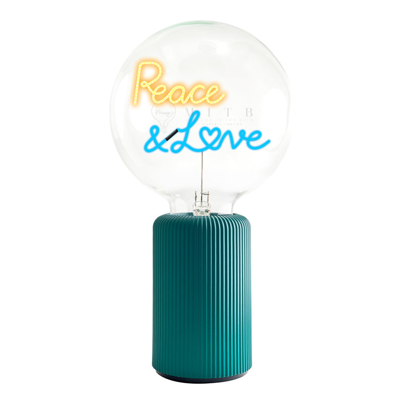 Ampoule PEACE ET LOVE ambre / bleu avec lampe de table portative Pop Nomad, H 19 po x l 4,92 po x P 13 po, Vert