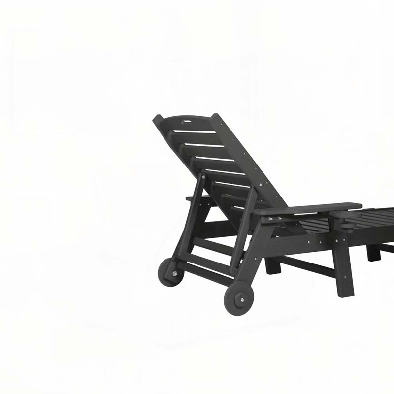 Outdoor Chaise Lounge Chair  with Side Table, Black