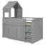 Lit mezzanine simple en bois avec bureau, tiroirs et armoires - Solution de rangement et d'étude pour enfants peu encombrante, gris-1152762238