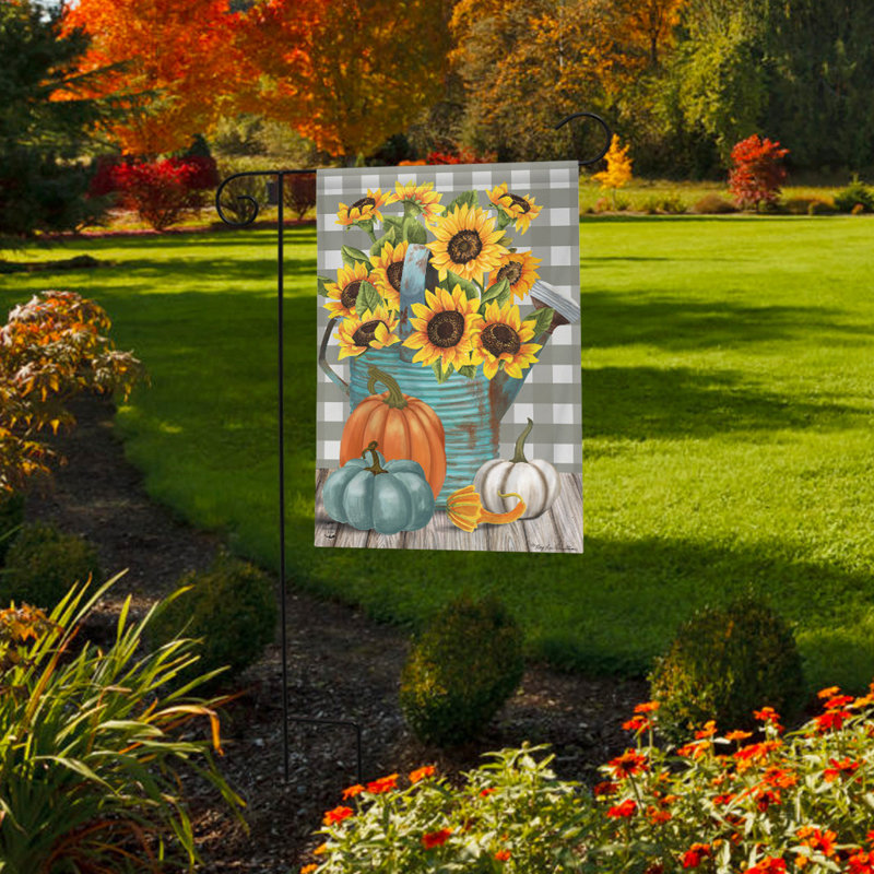 Drapeau de jardin pour arrosoir tournesol, Yellow/Light Grey Summer