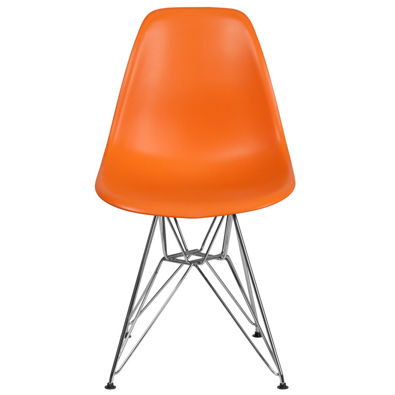 Chaise en plastique Daker avec base chromée, Orange