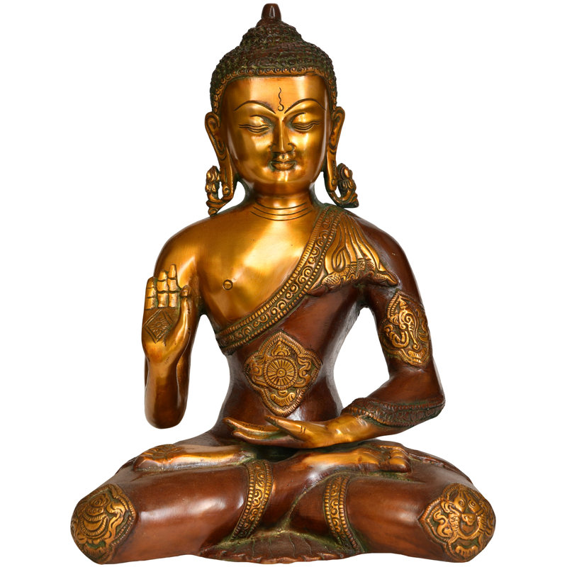 11 "Bouddha prêchant la sculpture en laiton du dharma, Bronze