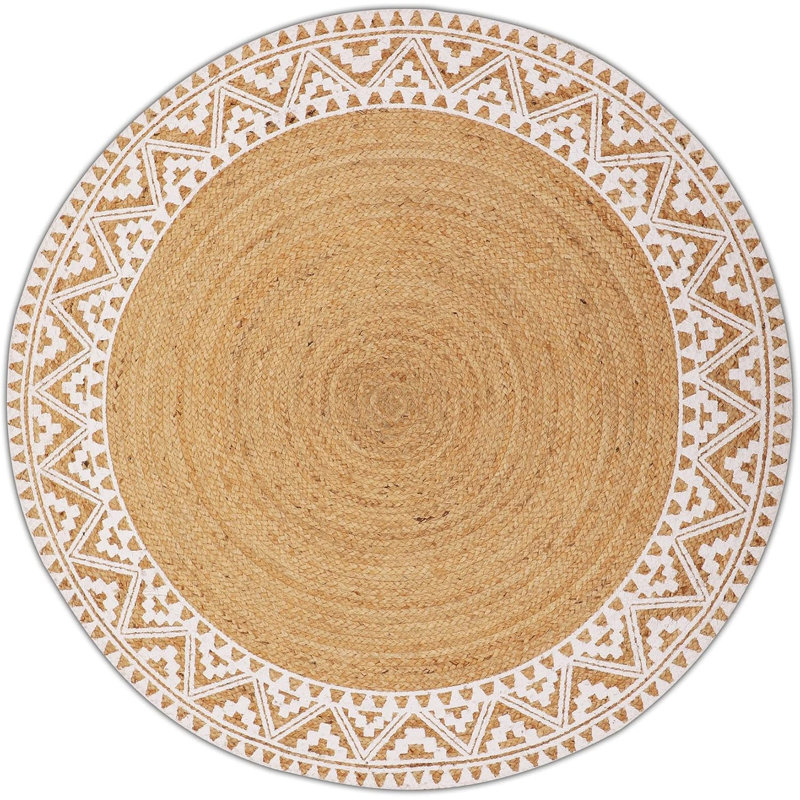 Tishon rond en jute tressé à la main, Rond 4 pi