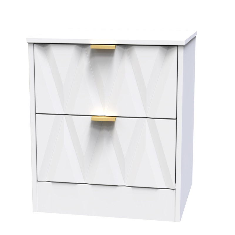 Las Vegas 45cm W Manufactured Wood Bedside Table, White Matt