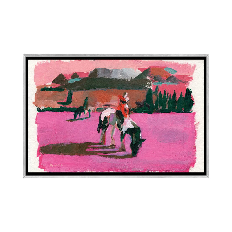 «Pink Fields», reproduction d'art sur toile encadrée, 48" x 32", Toile avec cadre, Argent