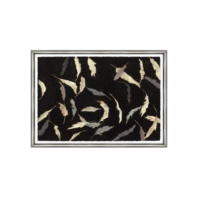 Falling Feathers Black IV Painting by Sarah Atkinson, Knife Gel, 30" H x 42" W