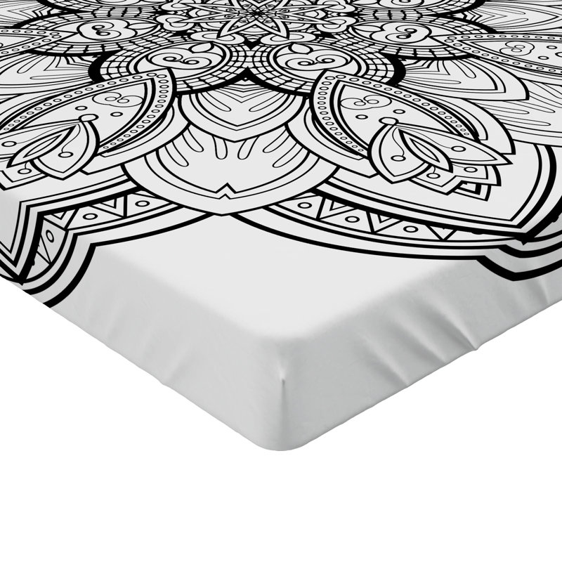Drap-housse orange Ambesonne, Blanc / oriental noir, Drap-housse pour lit simple TG