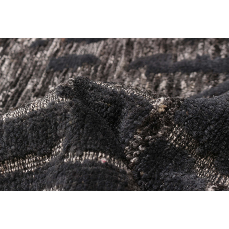 Tapis gris en laine noué à la main 11 pi 7 po x 14 pi 8 po Tangier