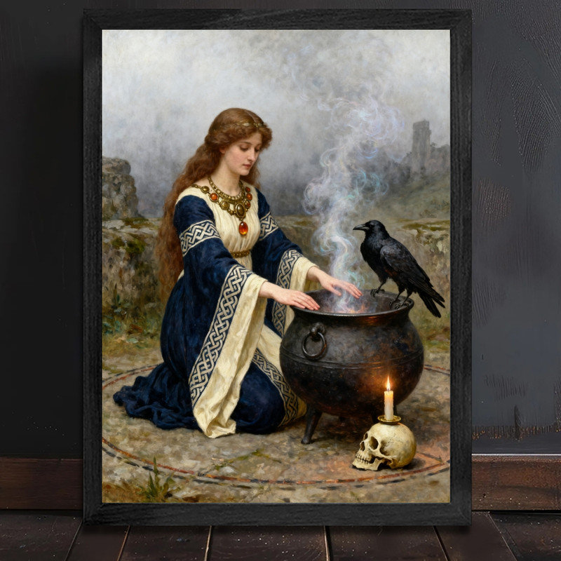 «Black», art mural fantaisiste, chaudron de sorcière, H 11 po x l 9 po