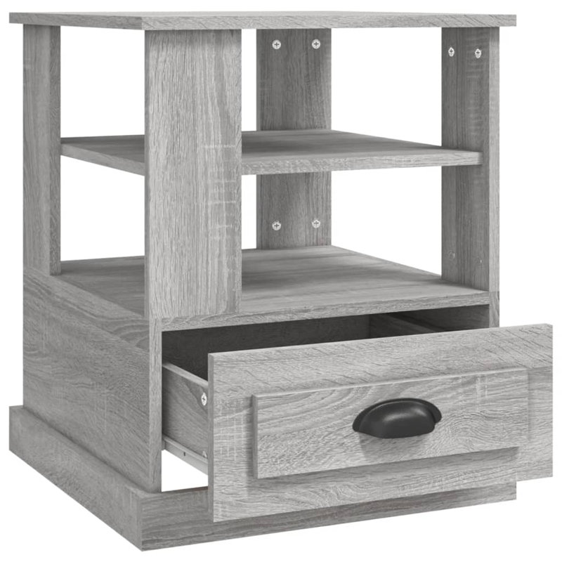 Boruta Solid Wood End Table, Grey Sonoma