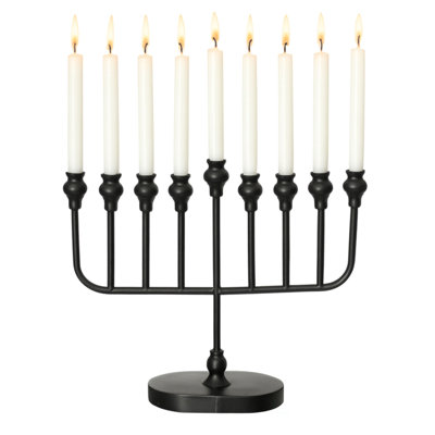 Vintiquewise 9-Branch Hanukkah Menorah Candle Holder Mid-Century Inspired Decorative Judaica Accent Piece Timeless Holiday Centerpiece for Home Office Synagogue and Family Celebrations, Black