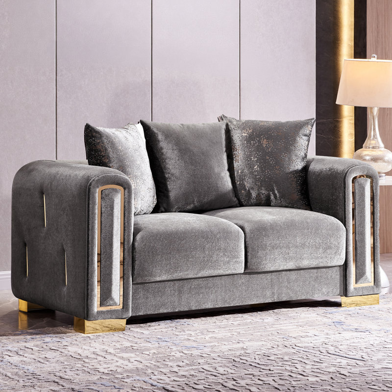 Foehr 66.5'' Velvet Loveseat, Silver Velvet