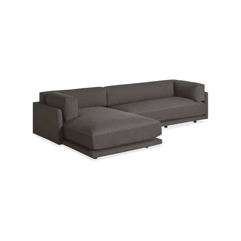 Sunday Upholstered L-Shaped Sectional, Left Hand Facing, Kelso Charcoal 100% Polyester