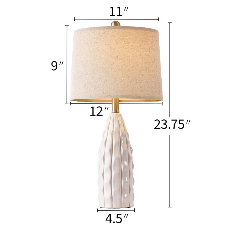 Lampe en céramique émaillée minimaliste moderne de 23,7 po convenant au salon, à la chambre à coucher et à la table basse
