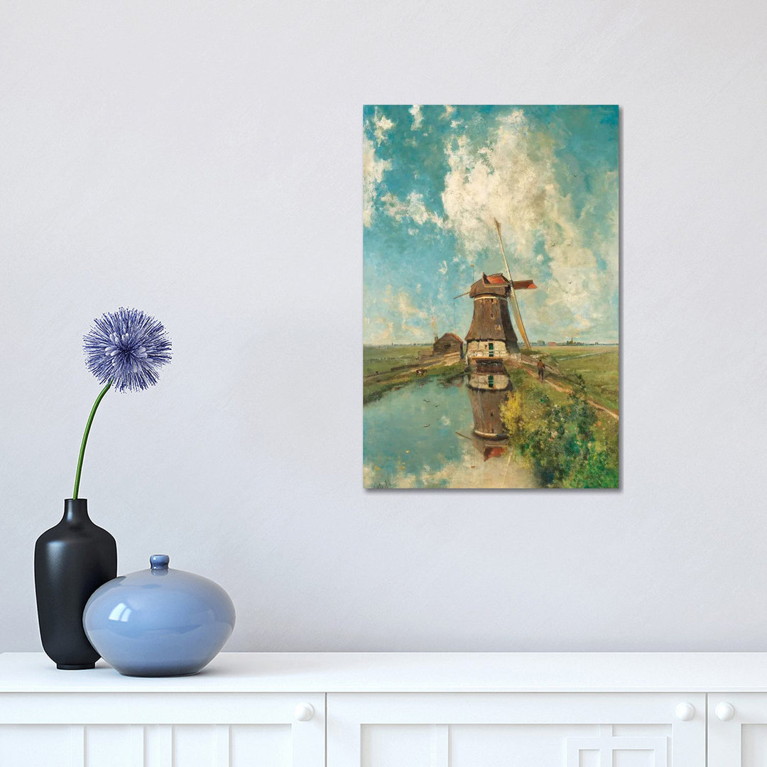 A Windmill On A Polder Waterway, C. 1889 by Paul Joseph Constantin Gabriël - Wrapped Canvas Painting