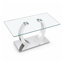 Table de salle à manger rectangulaire en verre trempé 63 po x 35,4 po avec base en acier inoxydable argenté