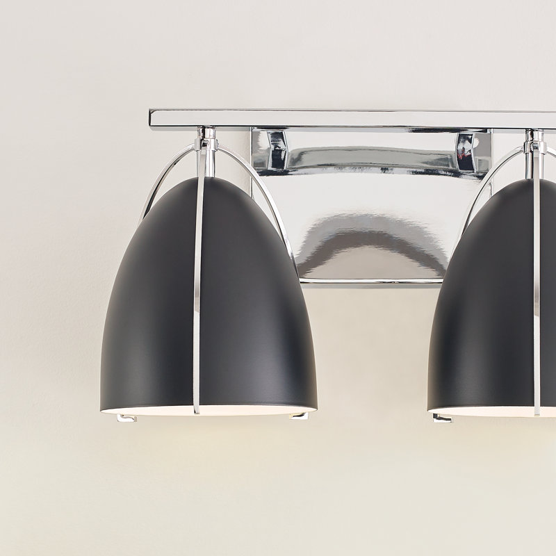 Chrome and Black Steel 2-Light Dimmable Vanity Light