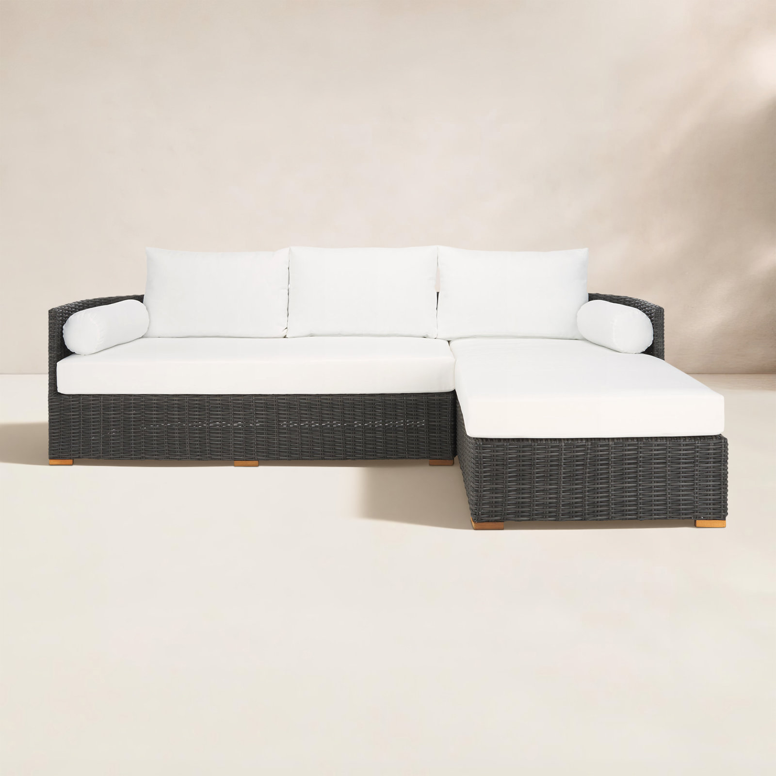 Maddie 100" Acacia Patio Sectional Set, Dark Gray