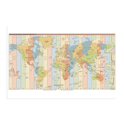 " 2021 Standard Time Zones of the World Map " Print