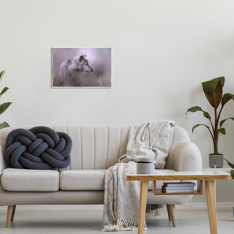 Loup gris - faune, H 13 po x l 19 po x P 0,5 po, Bois