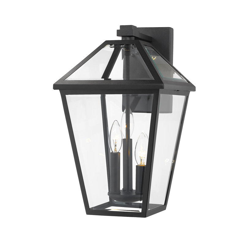 Glass Wall Light, 21.25" H x 12.25" W x 13.25" D, Beveled, Black