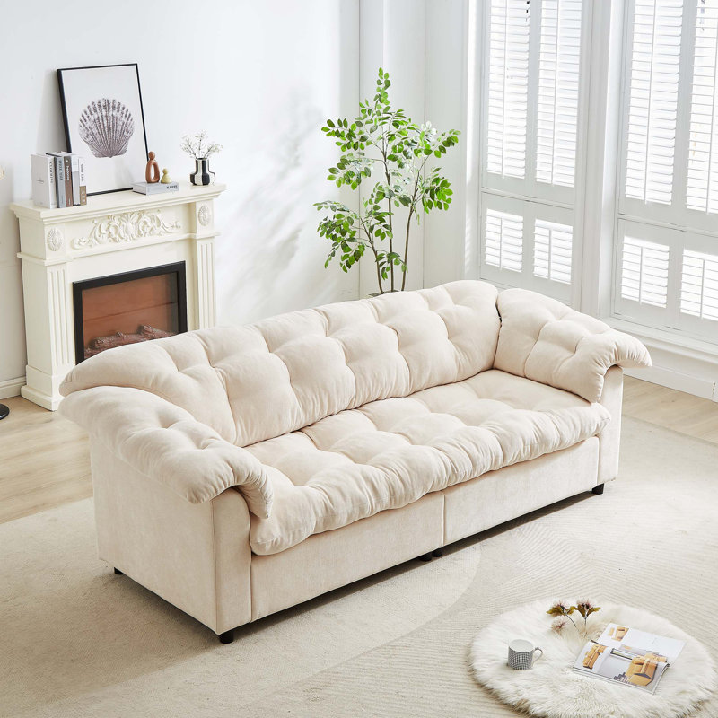 Canapé rembourré moelleux 94,8 po, Beige