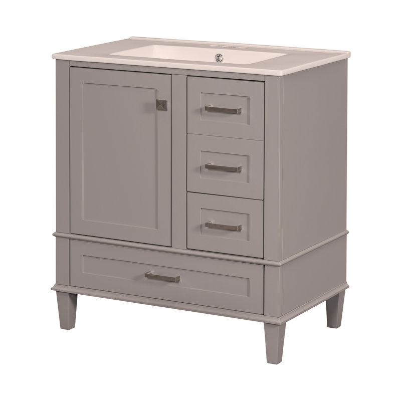 Ensemble de meuble-lavabo 30 po, ensemble d'armoire de salle de bain avec lavabo, armoire de rangement avec porte à fermeture douce et 3 tiroirs