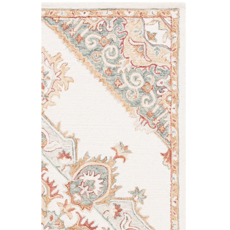 Darrielle Hand Tufted Wool/Cotton Oriental Rug in Gray/Ivory, Runner 2'3" x 8'