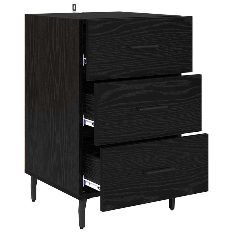 40cm W Manufactured Wood Bedside Table, Black Oak
