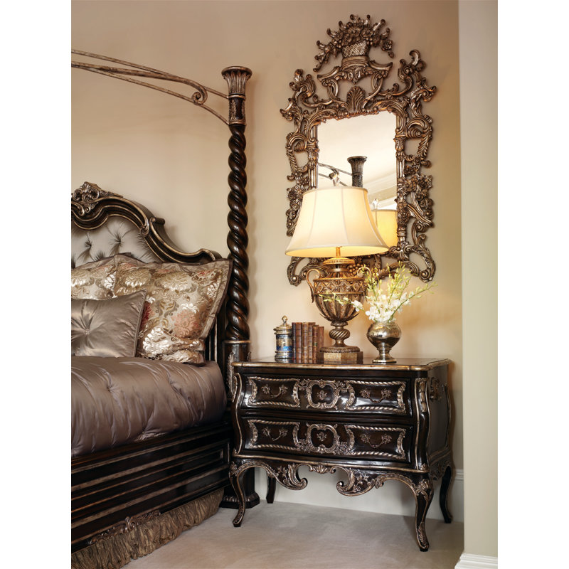 Orleans Versailles 2-Drawer Solid Wood Nightstand with Marble Top
