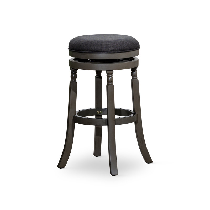Tabouret de bar 30 po, finition gris patiné, siège en tissu gris anthracite