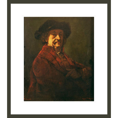 Reproduction d'un autoportrait de Rembrandt par Gustave Courbet, impression giclée encadrée