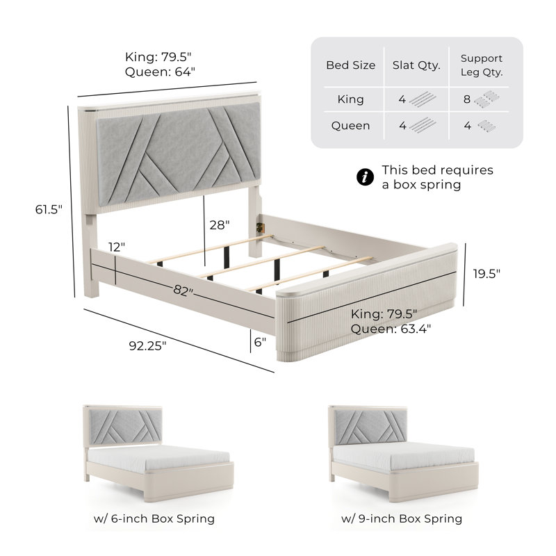 Oktay  Bedroom Set, 2 Pcs: Bed, Nightstand, King
