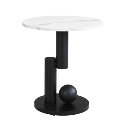 2 Coffee Table For Home Interior - Contemporary Oval And Round Tables With Faux Marble Drawer Robust Steel Framework Fashionable Style Living Room End Of 2 Metal Frame & Practical