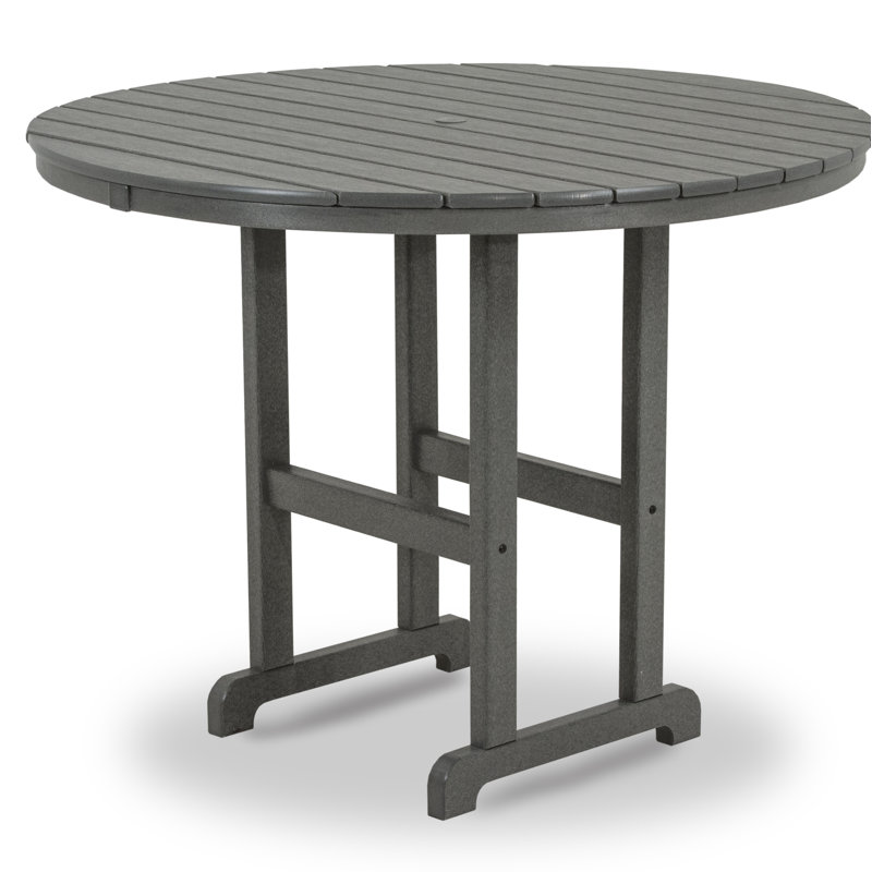 POLYWOOD Round Farmhouse Counter Table, 48", Slate Gray
