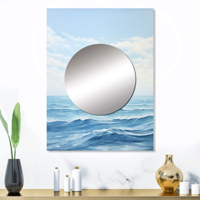 Sebastiano Oceans Infinity Dreamscape II - grand miroir mural minimaliste, miroir décoratif moderne, impression d'art en métal