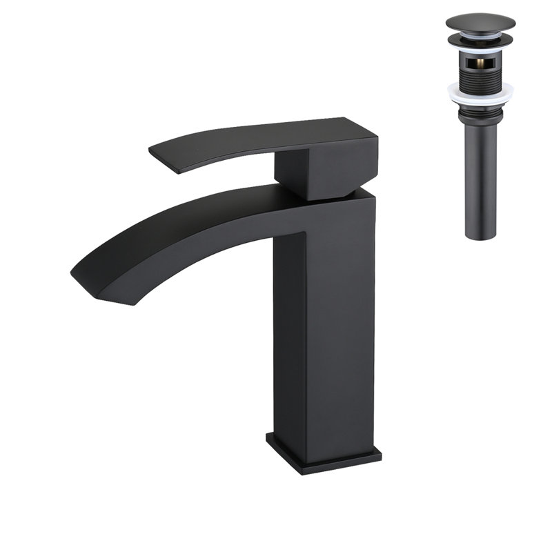 Robinet de lavabo de salle de bain à poignée simple avec bonde escamotable Waterfall, durable et facile à installer