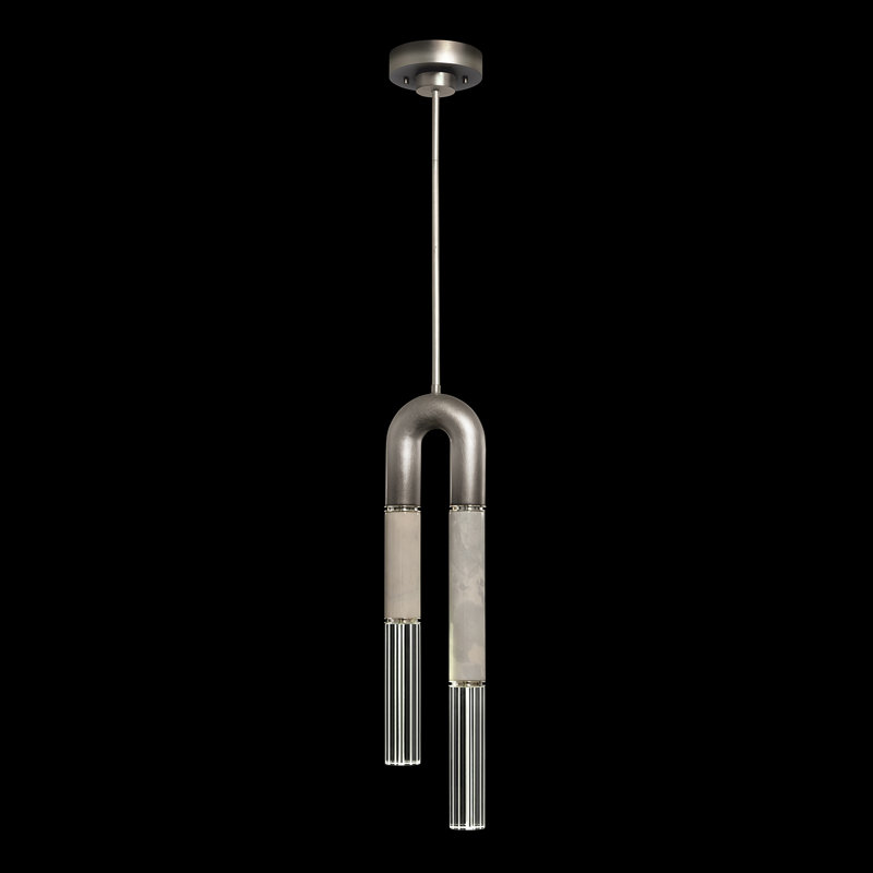 Luminaire suspendu rond 7 po Antonia, Feuille d'or clair / laiton / fumée