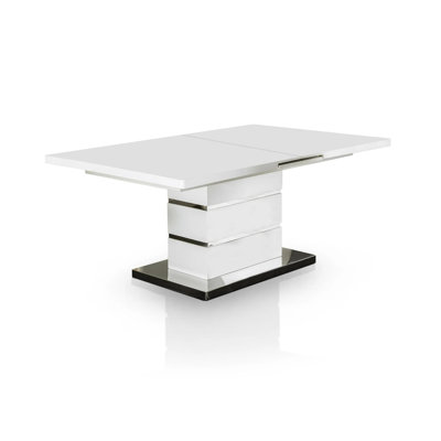78" W Contemporary Dining Table, White/Chrome