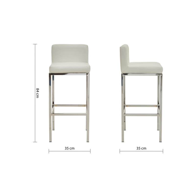 Madeline Upholstered Counter Stool with Metal Frame, Black, Silver