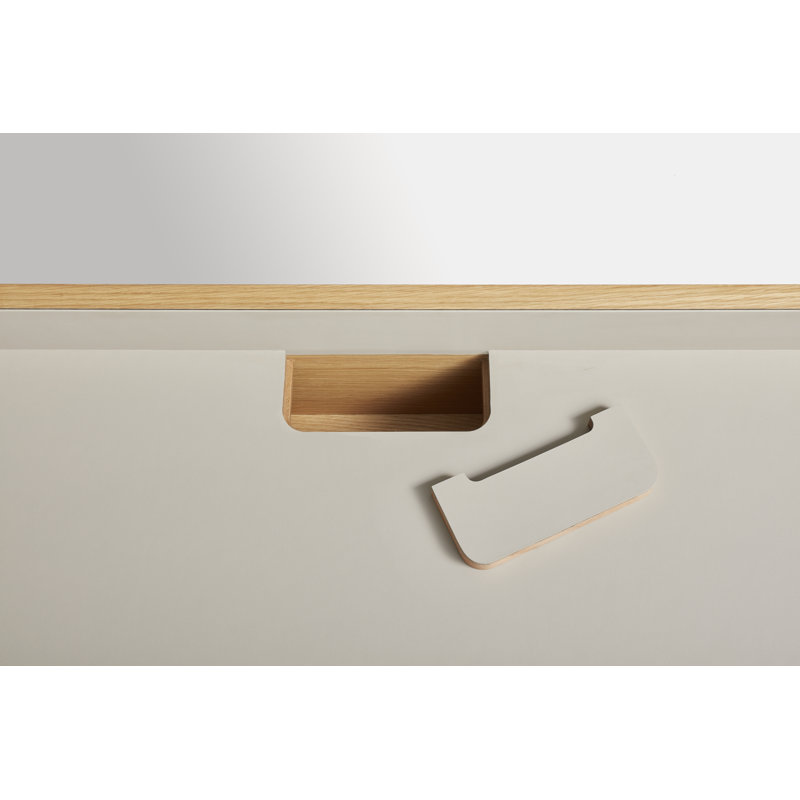 Tabloid Solid Wood Writing Desk, Putty/White Oak