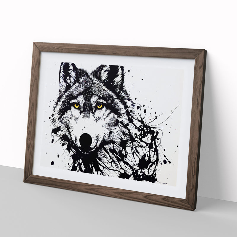 Arty Wolf - Single Picture Frame Print, 25cm H x 34cm W, Walnut