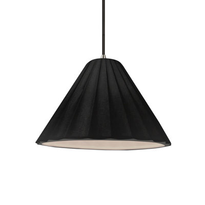 Radiance - Luminaire suspendu 1 lumière cannelé - Noir brillant - Nickel brossé - l 10,75 po x H 7 po - Ampoule remplaçable - Cordon noir
