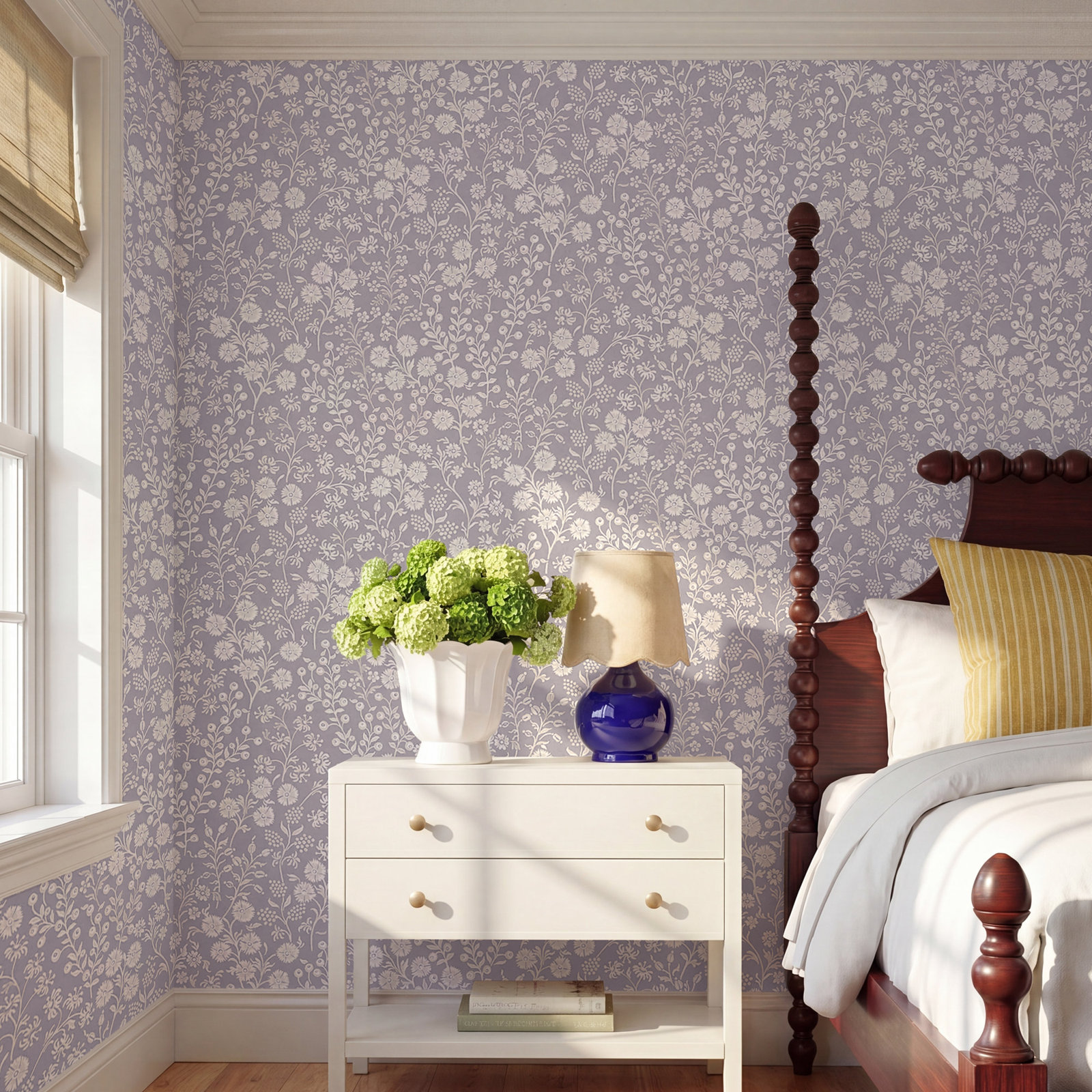 Dawna Floral Wallpaper, Blue
