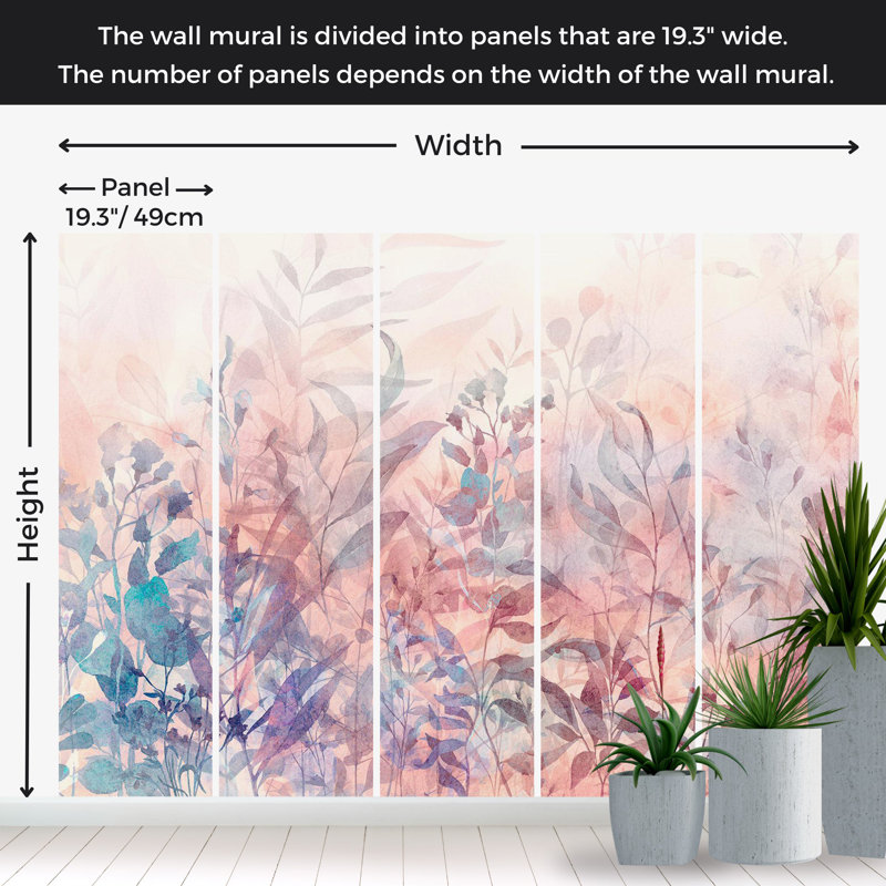 Murale botanique Peel & Stick - Pastel Nature Memory, L 82 po x l 115 po