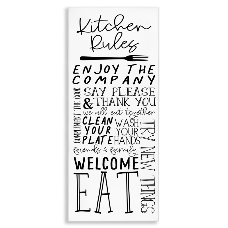 "Kitchen Rules", art mural sur toile par Nicole DeCamp, H 24 po x l 10 po