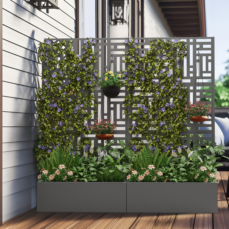 Metal Planter, Grey, 182.9cm H x 88.9cm W x 40.6cm D
