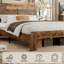 Très grand cadre de lit en bois et en métal, cadre de ferme, lit plateforme, brun (assemblage simple)-215526836